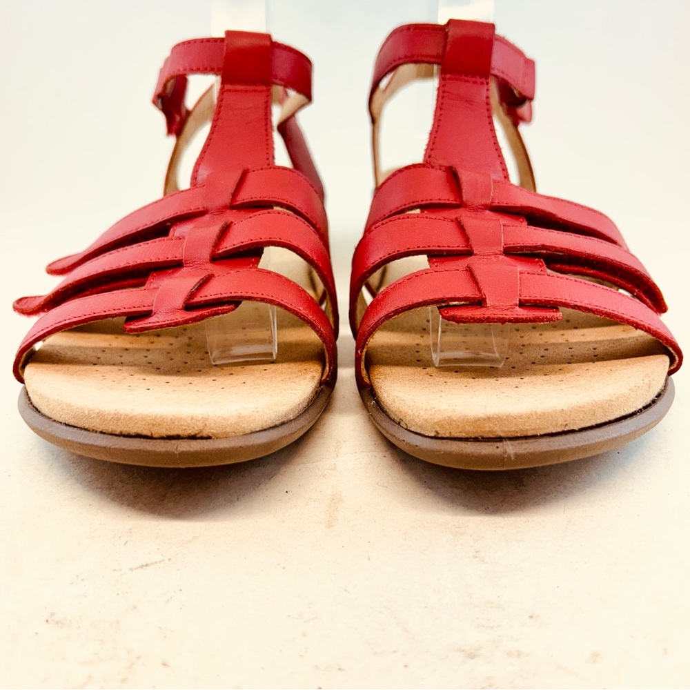 Hotter Concept Red Leather Sol Adjustable Straps Flat Sandals size 8.5 EU 40 - Picture 3 of 12